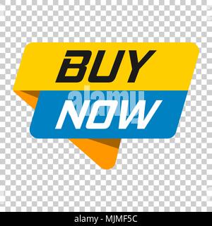 Acquista ora banner icona badge. Illustrazione Vettoriale isolato su sfondo trasparente. Il concetto di business acquista ora pittogramma. Illustrazione Vettoriale
