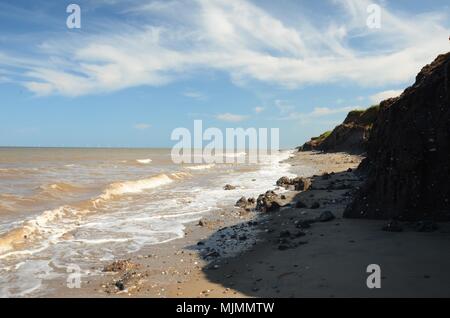 Aldbrough Beach, erosione costiera, East Riding of Yorkshire Foto Stock