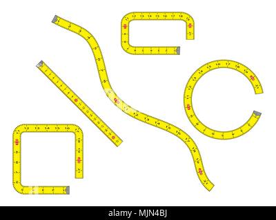 Cartoon misura insieme a nastro isolati su sfondo bianco Illustrazione Vettoriale