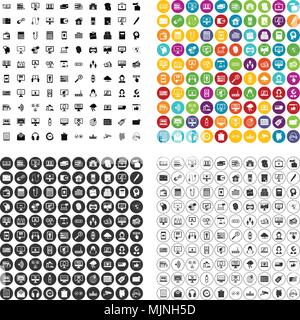 100 internet banking set di icone variante del vettore Illustrazione Vettoriale