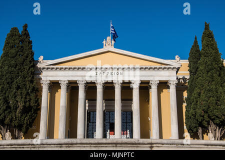 La sala Zappeion, un edificio in Giardini Nazionali di Atene in Grecia Foto Stock