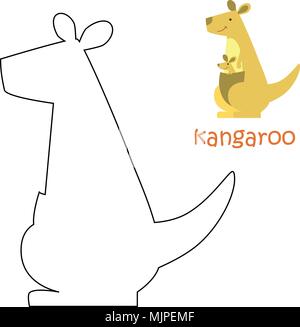 Bambini colorare page - kangaroo Illustrazione Vettoriale