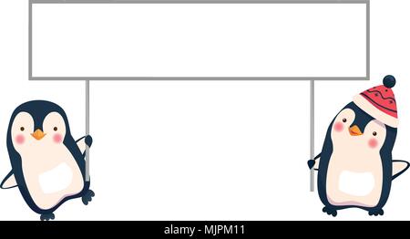 Due pinguini azienda banner Illustrazione Vettoriale