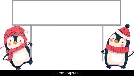 Due pinguini azienda banner Illustrazione Vettoriale