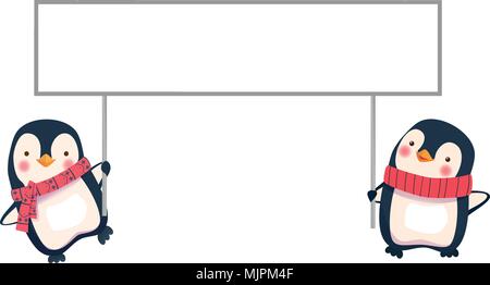 Due pinguini azienda banner Illustrazione Vettoriale