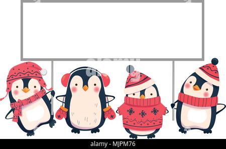 Due pinguini azienda banner Illustrazione Vettoriale