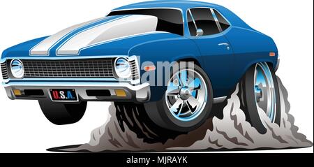 Classic American Muscle Car Cartoon illustrazione vettoriale Illustrazione Vettoriale