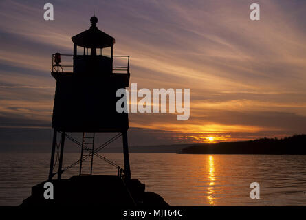 Faro sulla scogliera, due porti, Minnesota Foto Stock