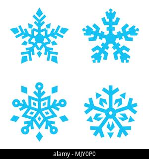 Set di fiocchi di neve isolati su sfondo bianco. Illustrazione Vettoriale. Per il web design e applicazione di interfaccia, utile anche per infographics. Il simbolo del fiocco di neve Illustrazione Vettoriale