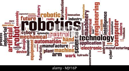 Robotics parola concetto di cloud computing. Illustrazione Vettoriale Illustrazione Vettoriale