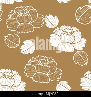 Modello cinese vettore. Oro sfondo floreale. Elementi di fiori. Illustrazione Vettoriale
