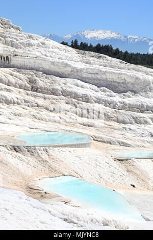 Pamukkale - depositi di calcio da sorgenti termali naturali, Turchia Foto Stock