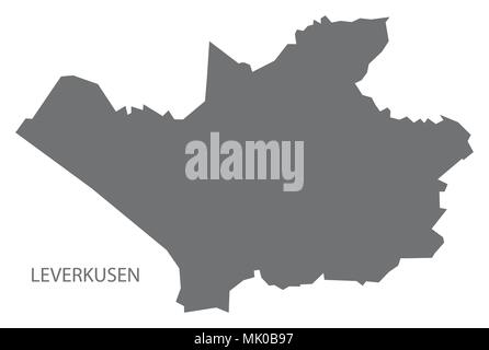 Leverkusen mappa della città grigio illustrazione forma silhouette Illustrazione Vettoriale