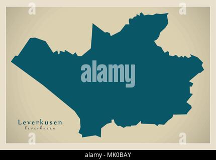 Città moderna mappa - Leverkusen città della Germania DE Illustrazione Vettoriale