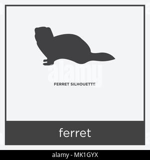 Icona ferret isolato su sfondo bianco con telaio grigio, simbolo e segno Illustrazione Vettoriale