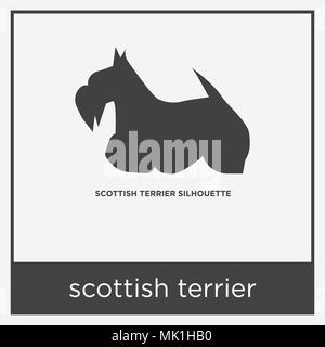 Scottish terrier icona isolato su sfondo bianco con telaio grigio, simbolo e segno Illustrazione Vettoriale