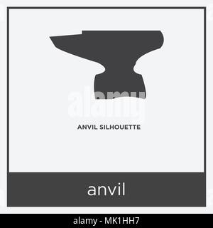 Icona di incudine isolato su sfondo bianco con telaio grigio, simbolo e segno Illustrazione Vettoriale