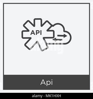 Icona di api isolato su sfondo bianco con telaio grigio, simbolo e segno Illustrazione Vettoriale