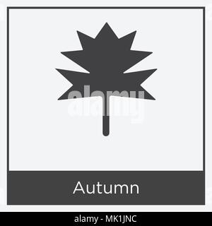 Icona di autunno isolato su sfondo bianco con telaio grigio, simbolo e segno Illustrazione Vettoriale