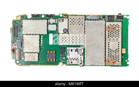 Smontaggio del telefono cellulare sul bianco sfondo isolato Foto Stock