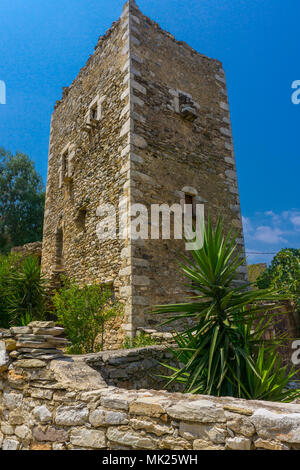 Una torre di Mani in Grecia. Le Torri di Mani militari sono stati tratti distintivi. Foto Stock