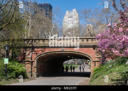 Il Driprock Arch e il sottopassaggio in Central Park sono bellissimi in primavera, New York City, Stati Uniti Foto Stock