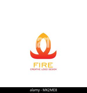 Fire logo design, semplice logo di fiamma, creative design logo, icone vettoriali. Illustrazione Vettoriale