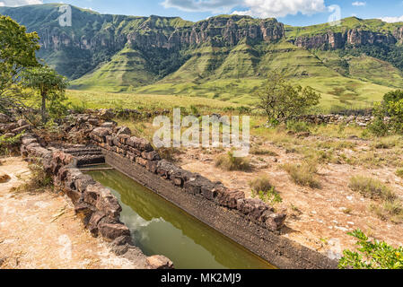 La storica vasca di immersione sulla foresta Yellowwood sentiero escursionistico a Injisuthi nel Kwazulu-Natal Drakensberg Foto Stock