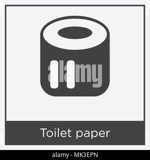 Carta igienica icona isolato su sfondo bianco con telaio grigio, simbolo e segno Illustrazione Vettoriale