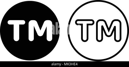 TM mark icona, isolati su sfondo bianco Illustrazione Vettoriale