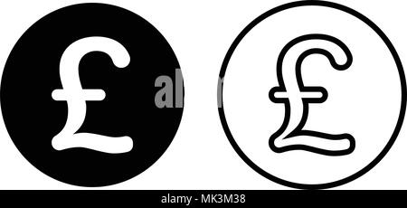 Sterlina simbolo di valuta icona, isolati su sfondo bianco Illustrazione Vettoriale