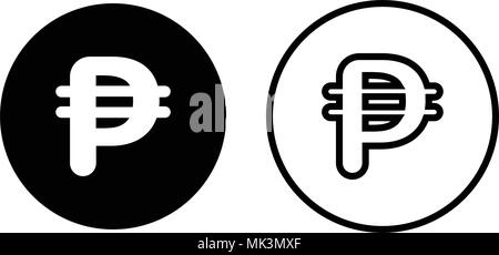 Filippine pesos simbolo di valuta icona, isolati su sfondo bianco Illustrazione Vettoriale