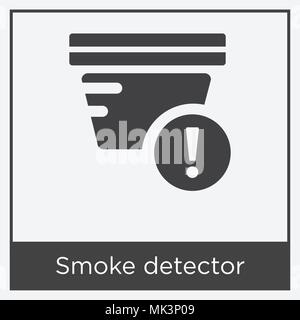 Rilevatore di fumo icona isolato su sfondo bianco con telaio grigio, simbolo e segno Illustrazione Vettoriale