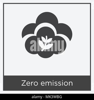 Zero emission icona isolato su sfondo bianco con telaio grigio, simbolo e segno Illustrazione Vettoriale
