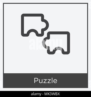 Puzzle Icona isolato su sfondo bianco con telaio grigio, simbolo e segno Illustrazione Vettoriale