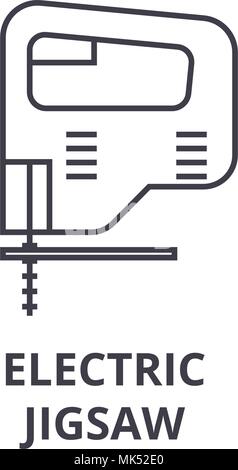 Seghetto alternativo elettrico linea del vettore icona, segno, illustrazione su sfondo, corse modificabile Illustrazione Vettoriale