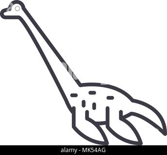 Vettore di plesiosaurus icona linea, segno, illustrazione su sfondo, corse modificabile Illustrazione Vettoriale