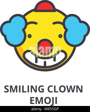 Sorridente clown vettore emoji icona linea, segno, illustrazione su sfondo, corse modificabile Illustrazione Vettoriale