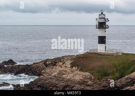 Nuovo faro di Illa Pancha, Ribadeo, Lugo, Galizia, Spagna Foto Stock