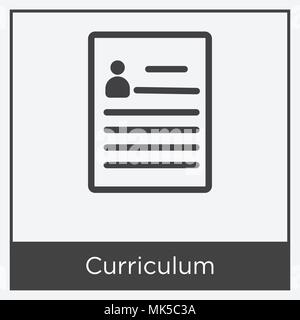 Icona del Curriculum isolato su sfondo bianco con telaio grigio, simbolo e segno Illustrazione Vettoriale
