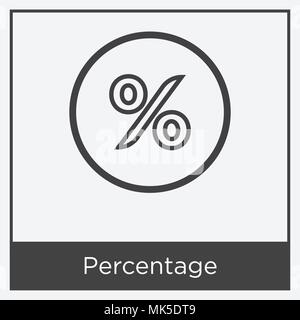 Icona di percentuale isolato su sfondo bianco con telaio grigio, simbolo e segno Illustrazione Vettoriale
