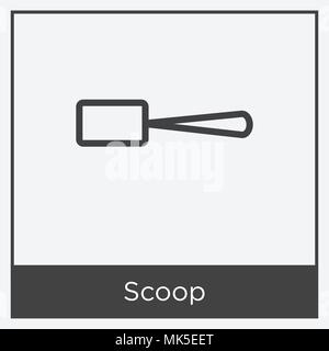 Icona di scoop isolato su sfondo bianco con telaio grigio, simbolo e segno Illustrazione Vettoriale