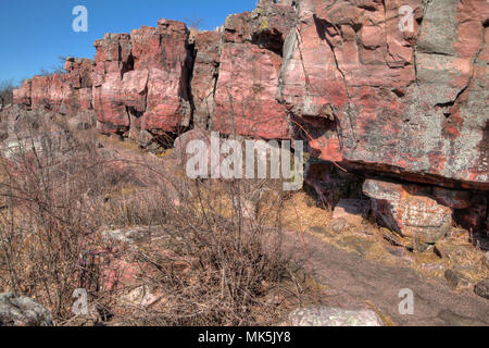 Pipestone National Monument è parte del Parco Nazionale di sistema. Esso si trova a sud-ovest del Minnesota e conserva un tipo di roccia che locale nativi Foto Stock