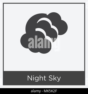 Cielo notturno icona isolato su sfondo bianco con telaio grigio, simbolo e segno Illustrazione Vettoriale
