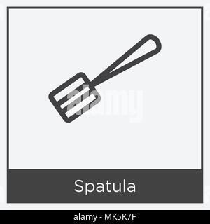 Icona di spatola isolato su sfondo bianco con telaio grigio, simbolo e segno Illustrazione Vettoriale