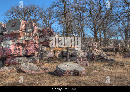 Pipestone National Monument è parte del Parco Nazionale di sistema. Esso si trova a sud-ovest del Minnesota e conserva un tipo di roccia che locale nativi Foto Stock