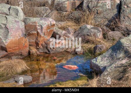 Pipestone National Monument è parte del Parco Nazionale di sistema. Esso si trova a sud-ovest del Minnesota e conserva un tipo di roccia che locale nativi Foto Stock