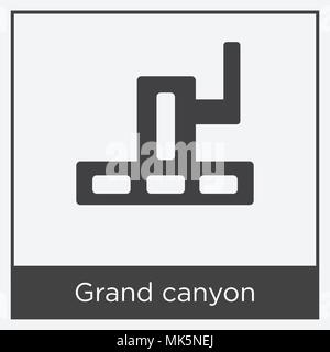 Grand Canyon icona isolato su sfondo bianco con telaio grigio, simbolo e segno Illustrazione Vettoriale