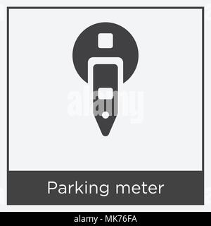 Parcheggio icona contatore isolato su sfondo bianco con telaio grigio, simbolo e segno Illustrazione Vettoriale