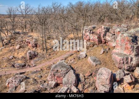 Pipestone National Monument è parte del Parco Nazionale di sistema. Esso si trova a sud-ovest del Minnesota e conserva un tipo di roccia che locale nativi Foto Stock